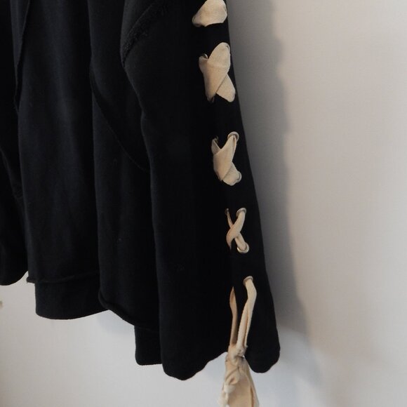 POL Black Lace-Up Sleeve Hoodie Sweatshirt - Elements Unleashed - Picture 8 of 12
